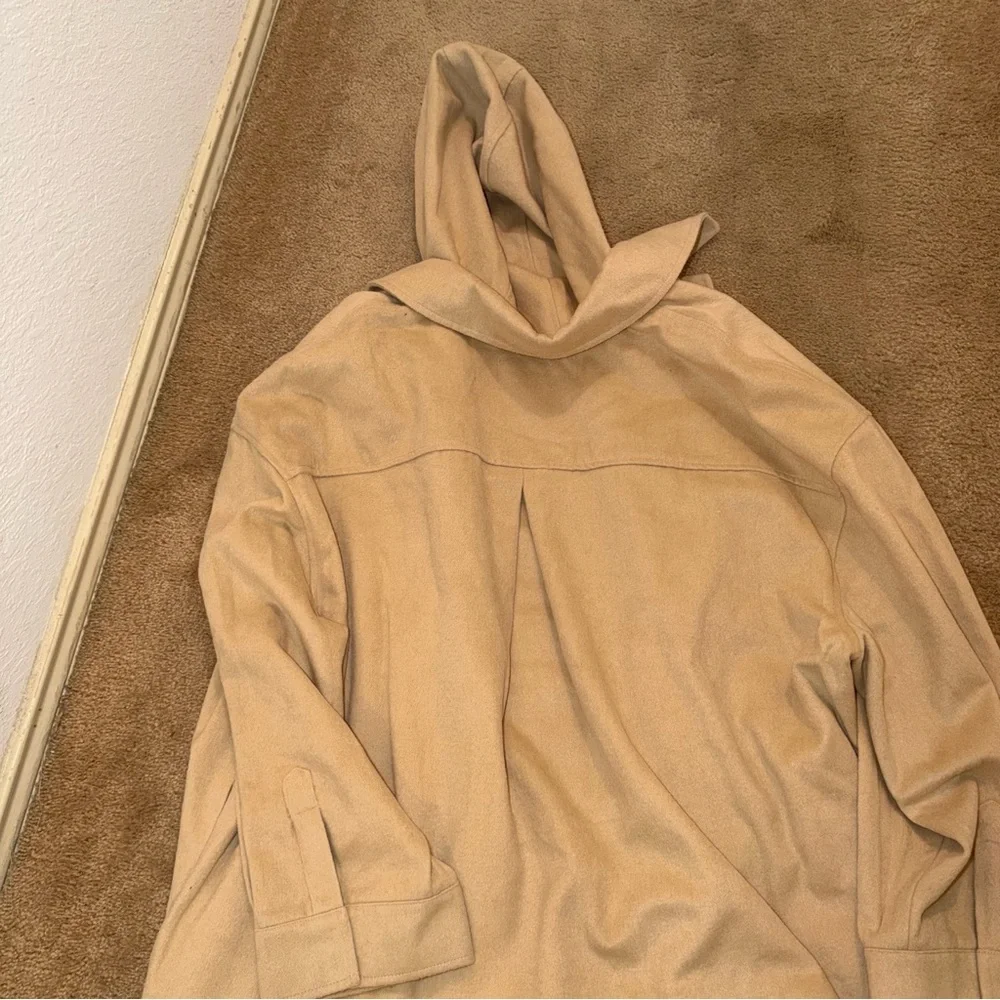 ASOS Design Curve Beige Oversized Hooded Shacket‎ Jacket - Women's Neutral Coat